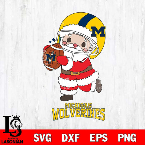 Michigan Wolverines Santa Claus Cute Svg dxf eps png pdf file,NCAA svg,Digital Download,Cricut file