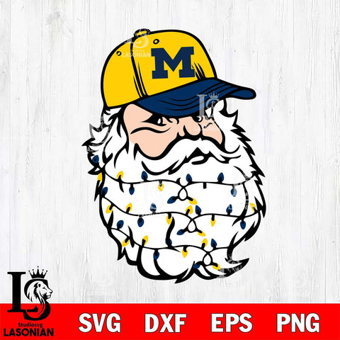 Michigan Wolverines Santa Claus Face Svg dxf eps png pdf file,NCAA svg,Digital Download,Cricut file