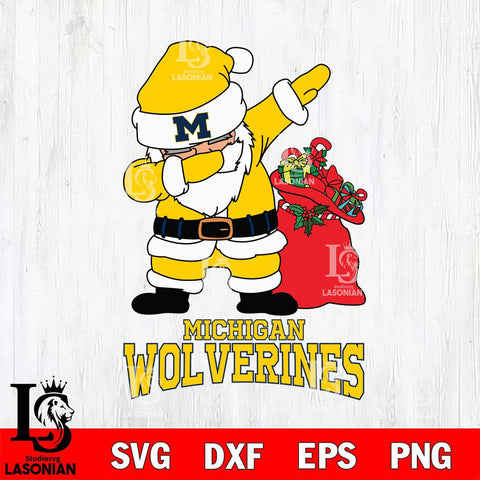 Michigan Wolverines Santa Dabbing Christmas Svg dxf eps png pdf file,NCAA svg,Digital Download,Cricut file