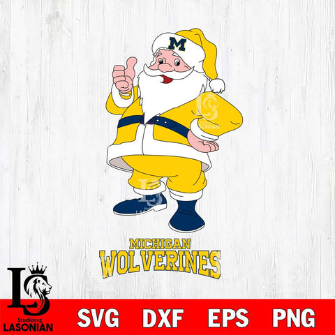 Michigan Wolverines Santa claus Svg dxf eps png pdf file,NCAA svg,Digital Download,Cricut file