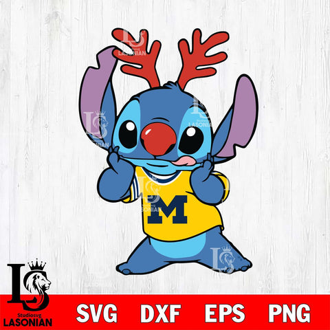 Michigan Wolverines Stitch Reindeer Svg Eps Dxf Png File, Digital Download, Instant Download