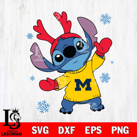 Michigan Wolverines Stitch Santa Christmas Svg Eps Dxf Png File, Digital Download, Instant Download