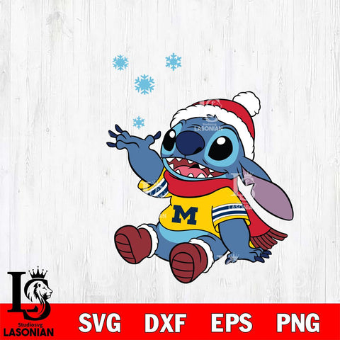 Michigan Wolverines Stitch Wearing Winter Scarf Svg Eps Dxf Png File, Digital Download, Instant Download