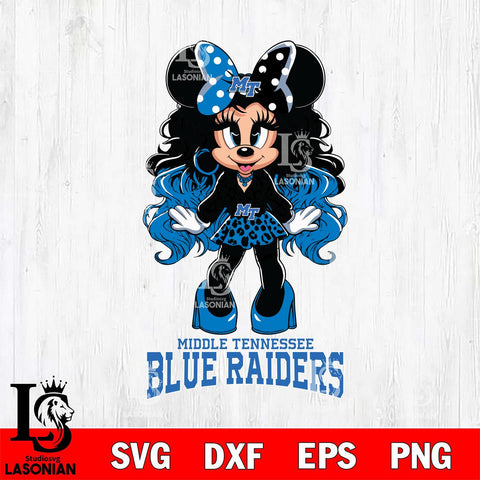 Middle Tennessee Blue Raiders Beauty Minnie Mouse Svg Eps Dxf Png File, Digital Download, Instant Download