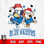 Middle Tennessee Blue Raiders Bluey Christmas NFL Svg Eps Dxf Png File, Digital Download