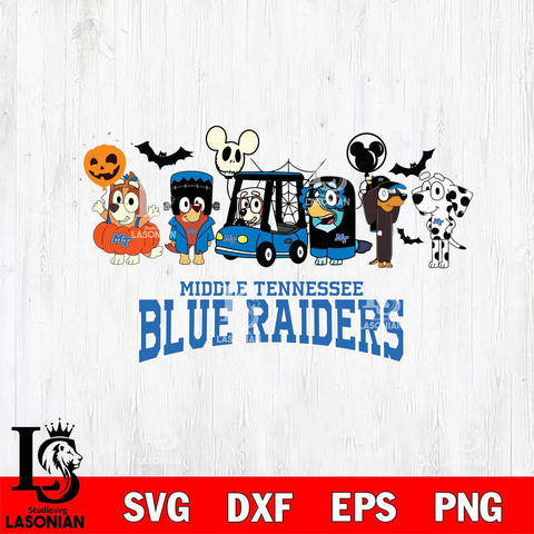 Middle Tennessee Blue Raiders Bluey Halloween Svg Eps Dxf Png File, Digital Download, Instant Download