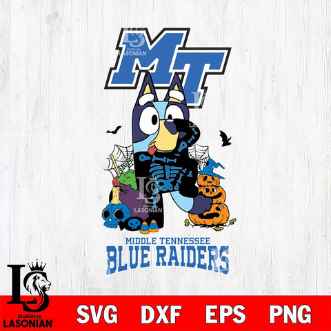 Middle Tennessee Blue Raiders Bluey Halloween NCAA 2 Svg Eps Dxf Png File, Digital Download, Instant Download