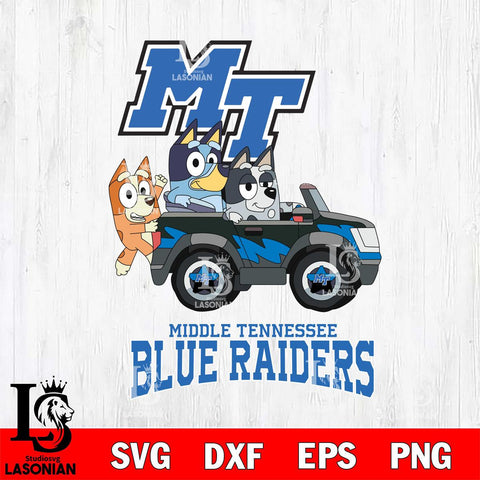 Middle Tennessee Blue Raiders Bluey friends car Svg Eps Dxf Png File, NCAA svg, Digital Download, Instant Download