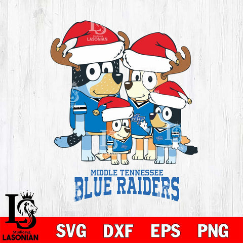 Middle Tennessee Blue Raiders Christmas Bluey Santa Family Cut Files,Bluey Cricut,Christmas Svg , Bluey svg , Digital Download, dxf eps png pdf file