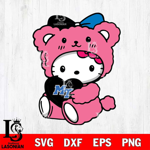 Middle Tennessee Blue Raiders Cute Hello Kitty 3 Svg Eps Dxf Png File, Digital Download, Instant Download