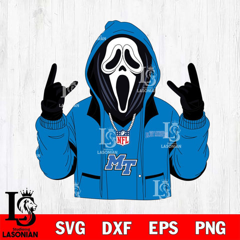 Middle Tennessee Blue Raiders Ghostface Scream Football Halloween Svg Eps Dxf Png File, NCAA svg, Digital Download, Instant Download