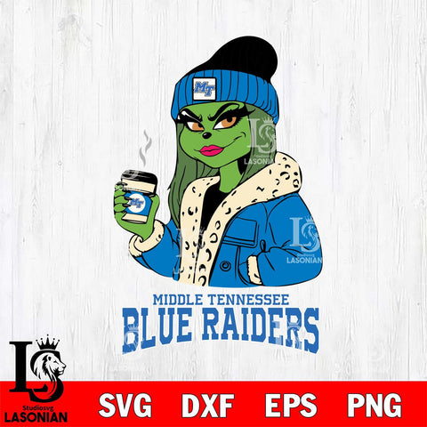 Middle Tennessee Blue Raiders Girls Grinch Bougie Svg Eps Dxf Png File, Digital Download, Instant Download