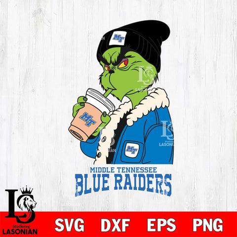 Middle Tennessee Blue Raiders Grinch Bougie Football Svg Eps Dxf Png File, Digital Download, Instant Download