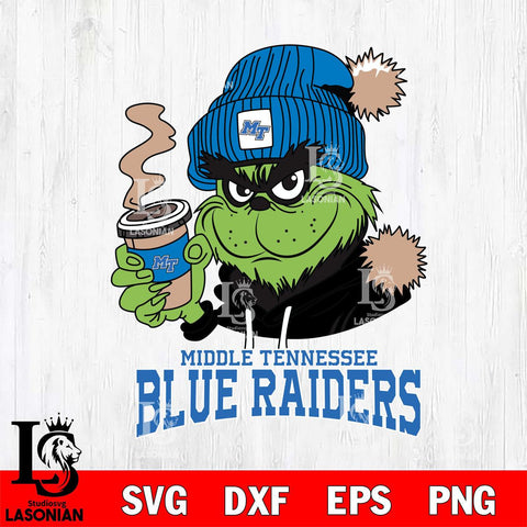 Middle Tennessee Blue Raiders Grinch Cofffe Hoodie Cut Files Cricut, Svg Dxf Eps Png file, Digital download , Silhouette