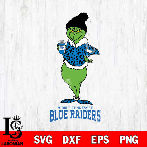 Middle Tennessee Blue Raiders Grinch Leopard Coffee Svg Eps Dxf Png File, Digital Download, Instant Download