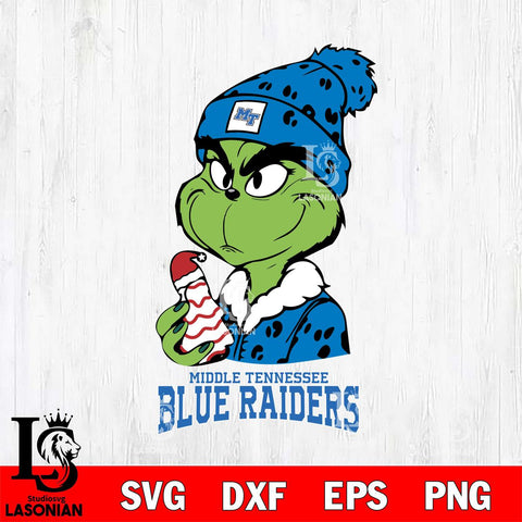 Middle Tennessee Blue Raiders Grinch Tree Cake Svg Eps Dxf Png File, Digital Download, Instant Download