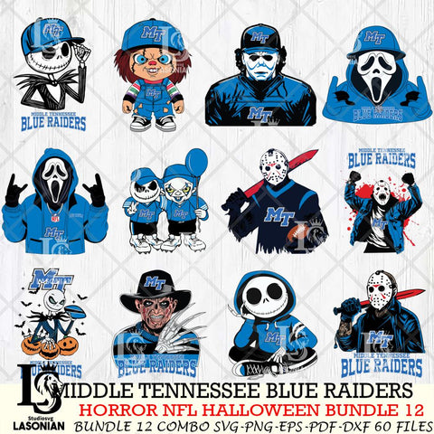 Middle Tennessee Blue Raiders Halloween Bundle 12 SVG Svg Eps Dxf Png File, NCAA bundle svg, Digital Download, Instant Download