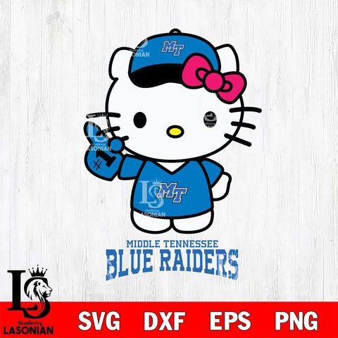 Middle Tennessee Blue Raiders Hello Kitty Best Fan Svg Eps Dxf Png File, Digital Download, Instant Download