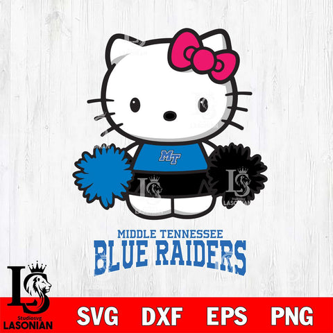 Middle Tennessee Blue Raiders Hello Kitty Cheerleader 2 Svg Eps Dxf Png File, Digital Download, Instant Download