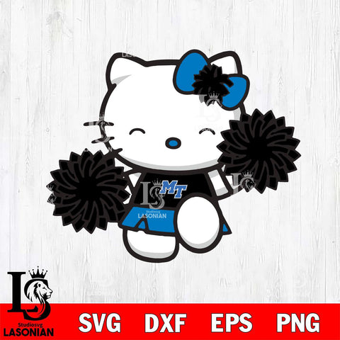 Middle Tennessee Blue Raiders Hello Kitty Cheerleader Svg Eps Dxf Png File, Digital Download, Instant Download