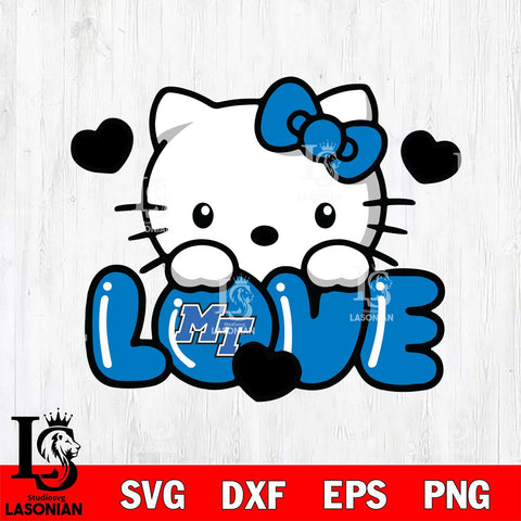 Middle Tennessee Blue Raiders Hello Kitty Love Svg Eps Dxf Png File, Digital Download, Instant Download