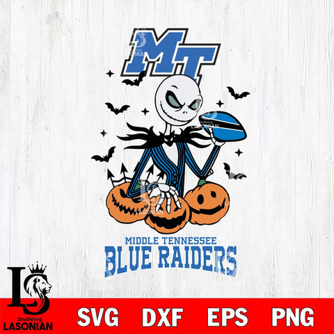 Middle Tennessee Blue Raiders Jack Skellington 2 halloween Svg Eps Dxf Png File, NCAA svg, Digital Download, Instant Download