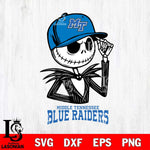 Middle Tennessee Blue Raiders Jack Skellington 3 Halloween Svg Eps Dxf Png File, NCAA svg, Digital Download, Instant Download