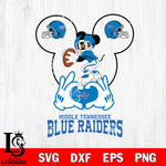 Middle Tennessee Blue Raiders Mickey Heart Rugby Svg Eps Dxf Png File, Digital Download ,Instant Download, Cricut File