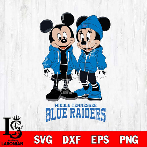 Middle Tennessee Blue Raiders Mickey Minnie Mouse Rugby Svg Eps Dxf Png File, NCAA svg , File Cut , Digital Download , Instant Download, Cut Svg Files