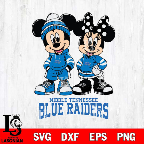 Middle Tennessee Blue Raiders Mickey Minnie Rugby Hoodie Svg Eps Dxf Png File, NCAA svg , File Cut , Digital Download , Instant Download, Cut Svg Files