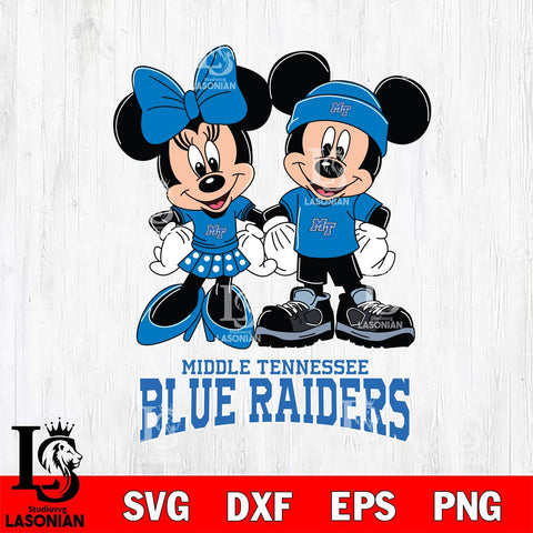 Middle Tennessee Blue Raiders Mickey Minnie Rugby ball Svg Eps Dxf Png File, NCAA svg , File Cut , Digital Download , Instant Download, Cut Svg Files