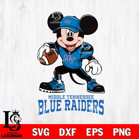 Middle Tennessee Blue Raiders Mikey Mouse Disney, Svg Eps Dxf Png File, Digital Download