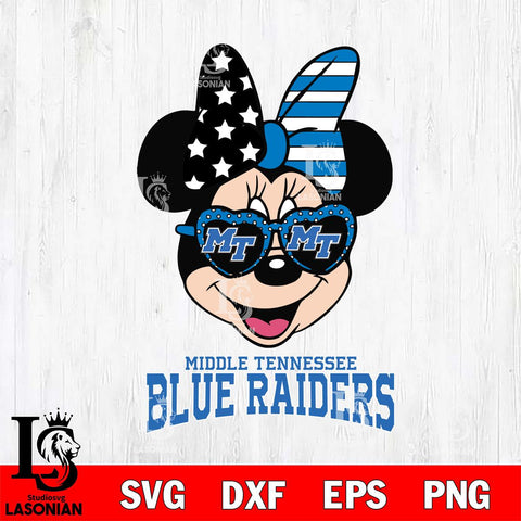 Middle Tennessee Blue Raiders Minnie Mouse Love 2, Svg Eps Dxf Png File, Digital Download