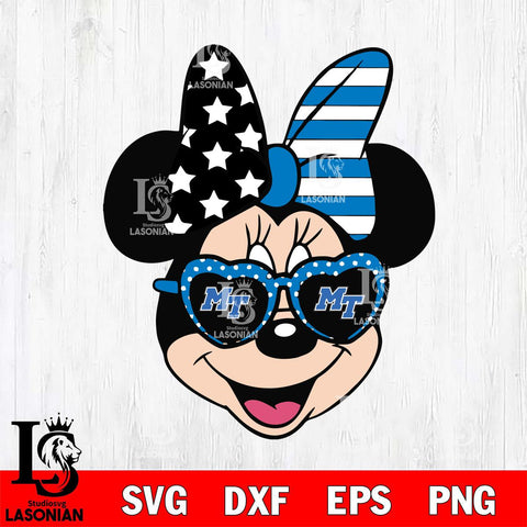 Middle Tennessee Blue Raiders Minnie Mouse Love Svg Eps Dxf Png File, NCAA svg, Digital Download, Instant Download