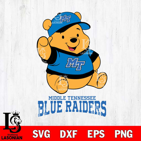 Middle Tennessee Blue Raiders Pooh Bear Disney, Svg Eps Dxf Png File, Digital Download