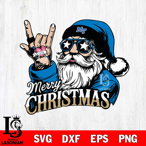 Middle Tennessee Blue Raiders Rock Santa Claus Football Svg dxf eps png pdf file,NCAA svg,Digital Download,Cricut file