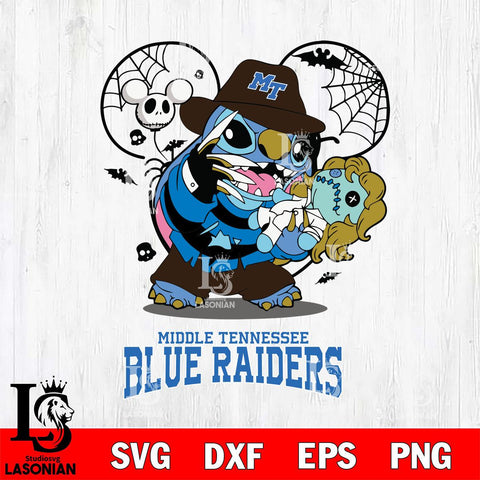 Middle Tennessee Blue Raiders Stitch Freddy Krueger Halloween Svg Eps Dxf Png File, Digital Download, Instant Download