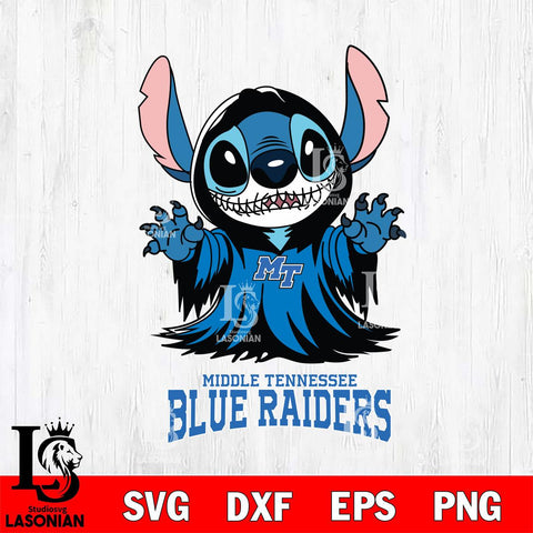 Middle Tennessee Blue Raiders Stitch Ghost Svg Eps Dxf Png File, NCAA svg, Digital Download, Instant Download