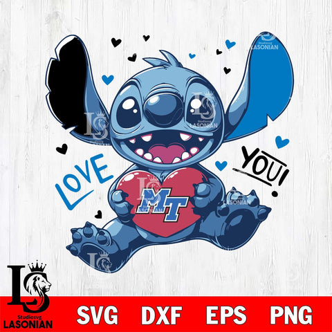 Middle Tennessee Blue Raiders Stitch Love Svg Eps Dxf Png File, NCAA svg, Digital Download, Instant Download