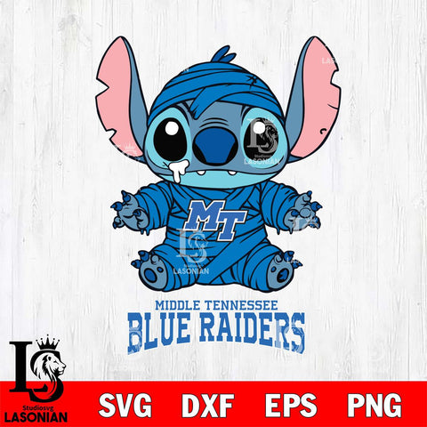 Middle Tennessee Blue Raiders Stitch Mummy Svg Eps Dxf Png File, NCAA svg, Digital Download, Instant Download