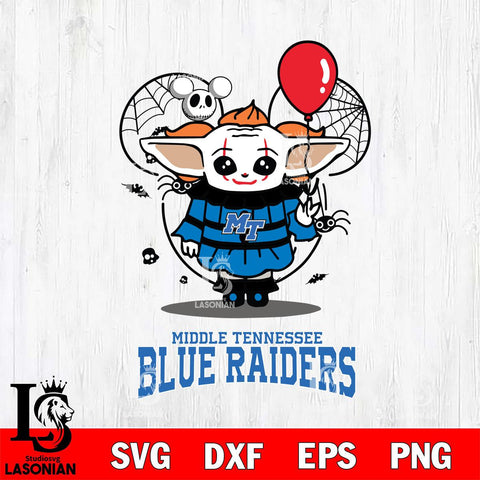 Middle Tennessee Blue Raiders Stitch Pennywise Halloween Svg Eps Dxf Png File, Digital Download, Instant Download