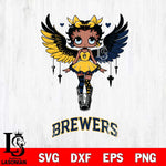 Milwaukee Brewers Anglel Black Fan Girl Betty Boop