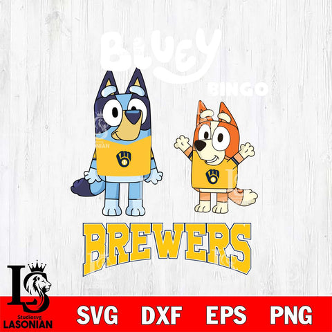 Milwaukee Brewers Bluey & Bingo 4 Svg Eps Dxf Png File, MLB svg, Digital Download, Instant Download