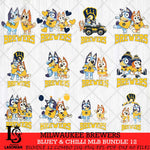 Milwaukee Brewers Bluey & Bingo MLB Bundle 12 SVG Eps Dxf Png File, Bundle MLB svg, Digital Download, Instant Download