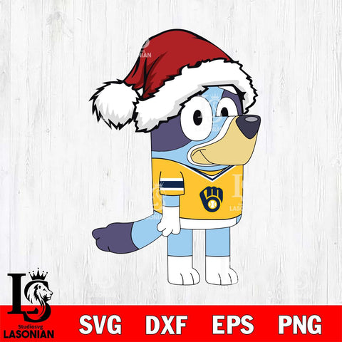 Milwaukee Brewers Bluey Cartoon Christmas Svg Eps Dxf Png File, Digital Download, Instant Download