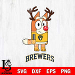 Milwaukee Brewers Bluey Chilli Christmas Deer Svg Eps Dxf Png File, Digital Download