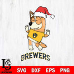 Milwaukee Brewers Bluey Chilli Happy Christmas Svg Eps Dxf Png File, Digital Download