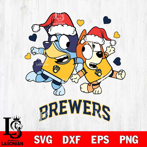 Milwaukee Brewers Bluey Christmas 2 Svg Eps Dxf Png File, Digital Download