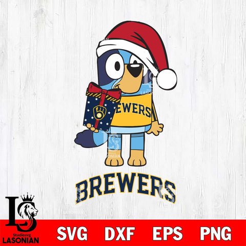 Milwaukee Brewers Bluey Christmas Svg Eps Dxf Png File, Digital Download