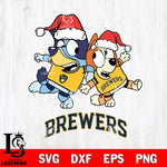 Milwaukee Brewers Bluey Christmas Holiday Svg Eps Dxf Png File, Digital Download